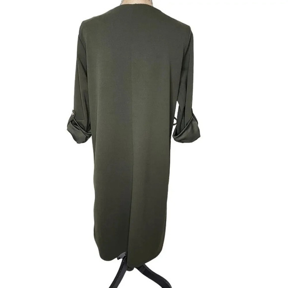 Anabelle Paris Womens Stretchy Midi Stylish Olive Green Shirt Dress Size Medium - Picture 3 of 12